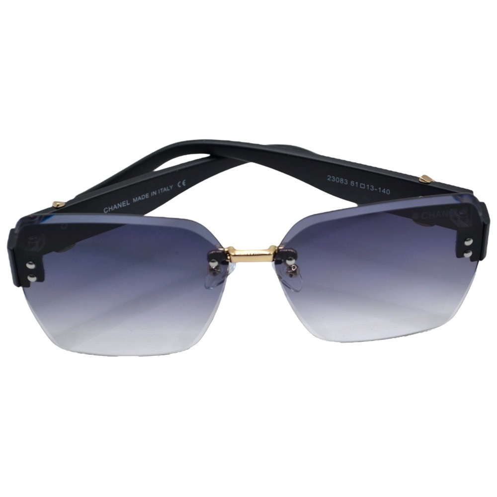 Chanel Women’s Rimless Sunglasses | Black/Purple Frame | Gray Gradient Lens - Picture 5 of 12